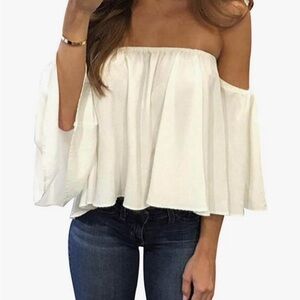 SHEIN Off-Shoulder White Blouse